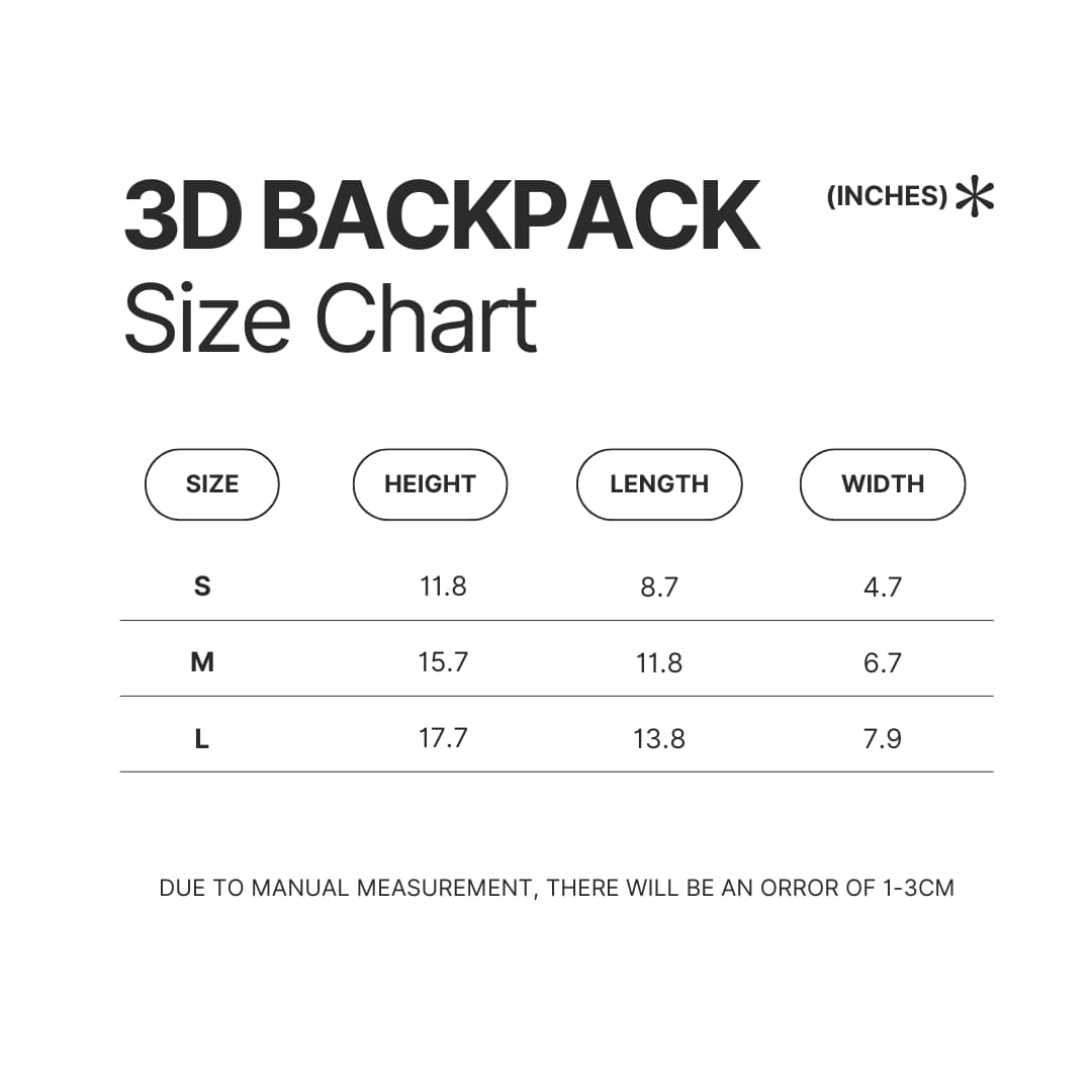 3D Backpack Size Chart - Dragon Age Store