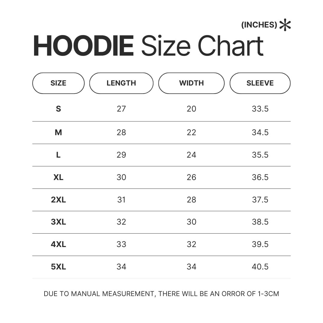 Hoodie Size Chart - Dragon Age Store