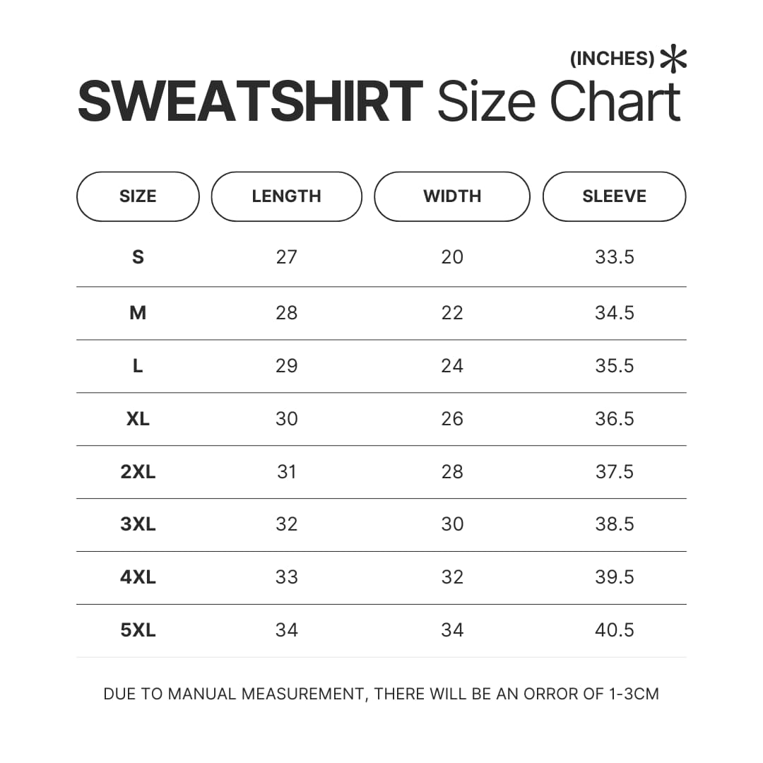 Sweatshirt Size Chart - Dragon Age Store
