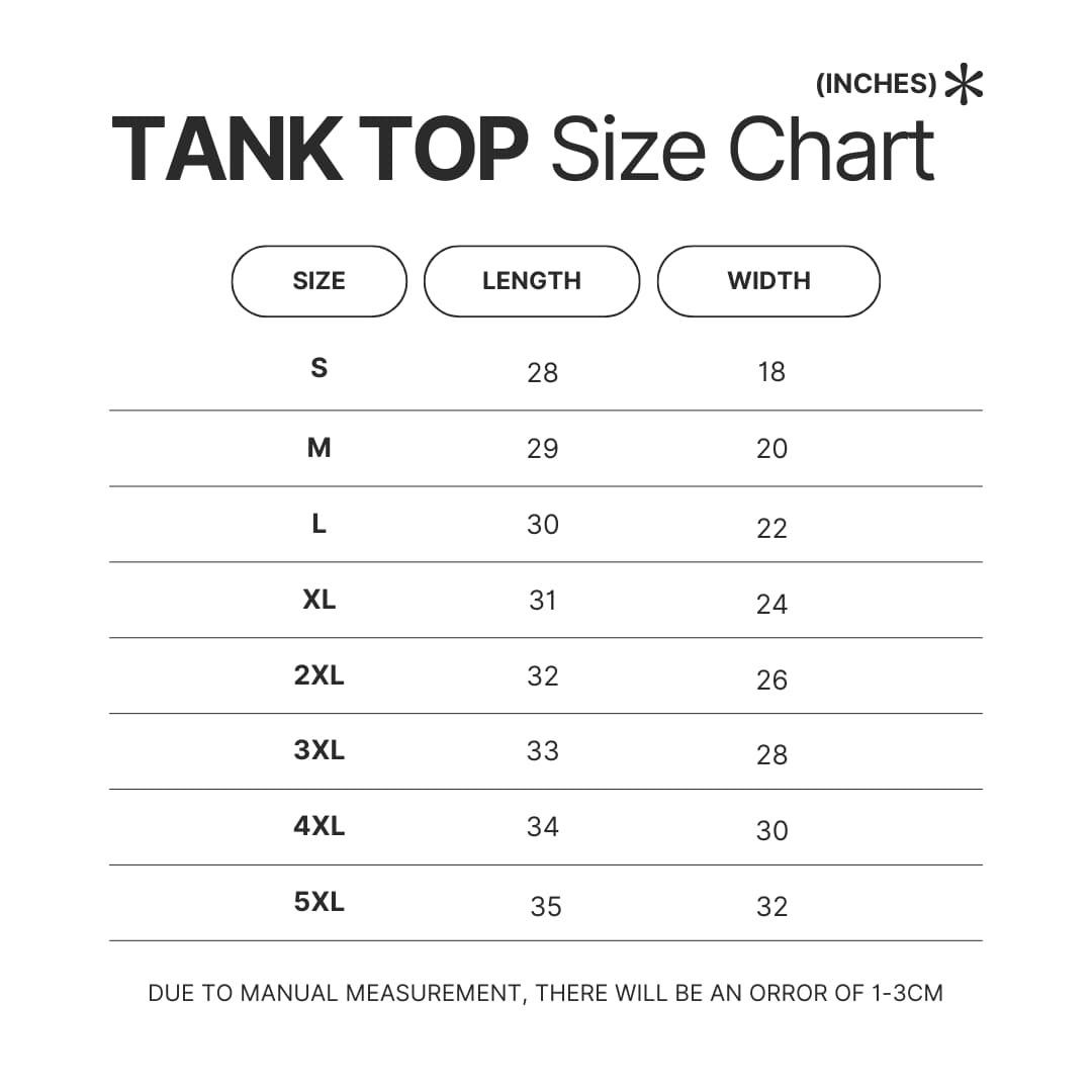 Tank Top Size Chart - Dragon Age Store