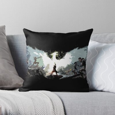 Minimalist Dragon Inquisition Age Gaming Gamer Edit Vector Throw Pillow