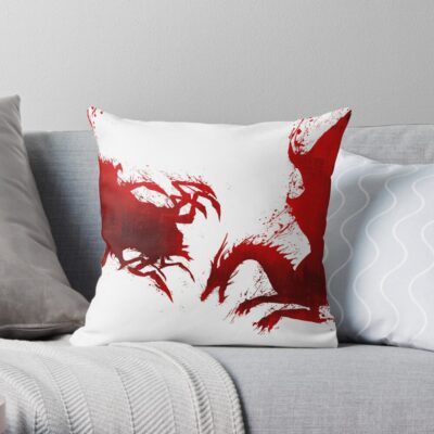 Dragon Age Origins Awakening Blood Dragon White Throw Pillow