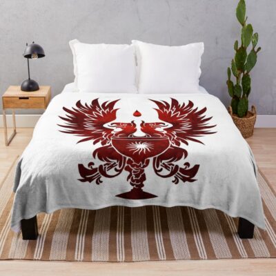Dragon Age Grey Warden Red White Bg Throw Blanket