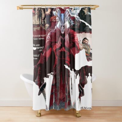 Retro Game Poster Age Dragon II Retro Shower Curtain